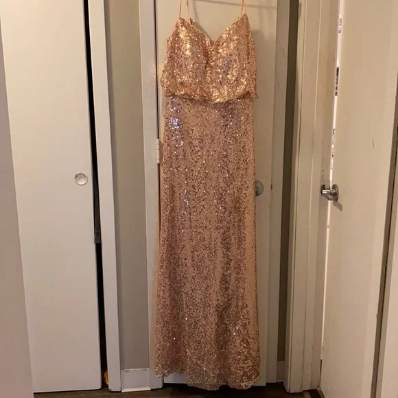 strapless open back dress Light Pink Embellished Sequin Dress | Bloom West Boutique main image 1